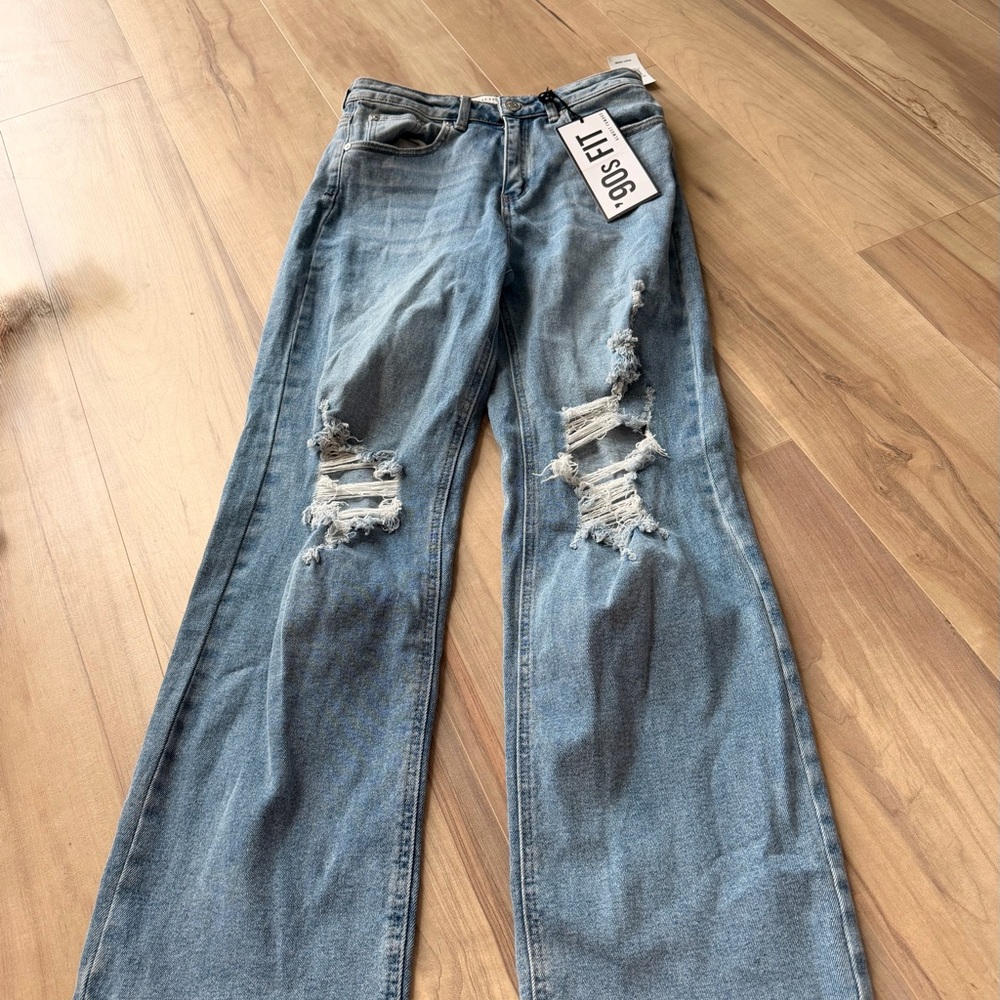 Almost Famous Blue Distressed Flare Jeans